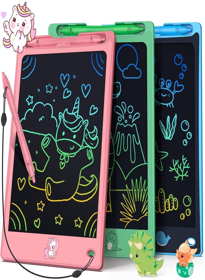 FLUESTON LCD Writing Tablet for Kids,Drawing Tablet for Boys Girls 3 4 5 6 7 8 year, 8.8 Inch 3pcs in 1 Pack Drawing Pad Toy Christmas Gifts for Toddler, Educational Doodle Board Cute Dinosaur Unicorn - Image 1